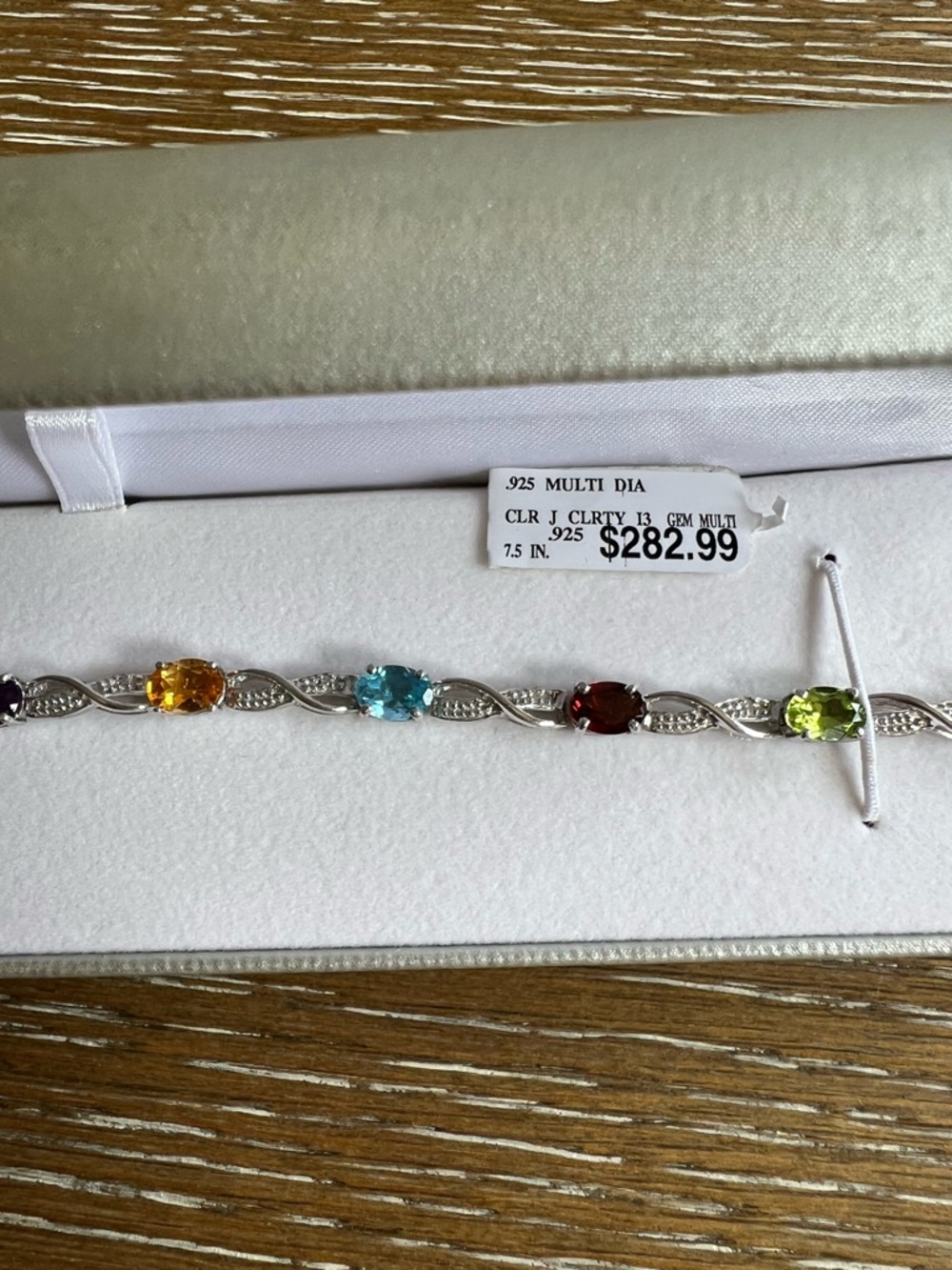 Multi-Gemstone Sterling Silver Bracelet - Colorful Birthstone Accent - Picture 3 of 7